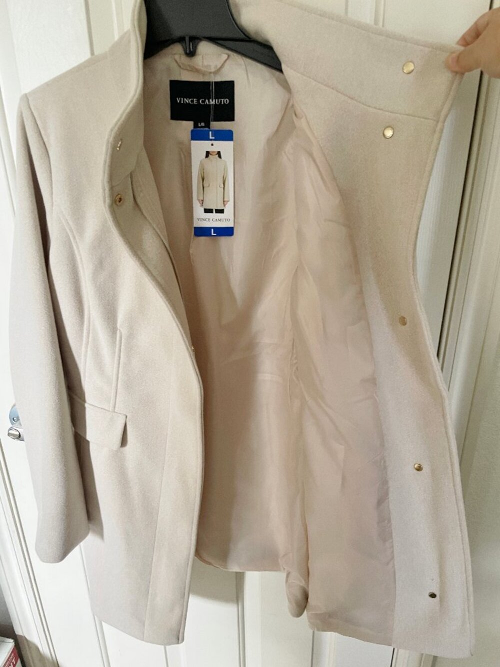 NEW Vince Camuto Womens Full Zip Jacket Coat NWT L Cream Lined Pockets - Picture 7 of 14